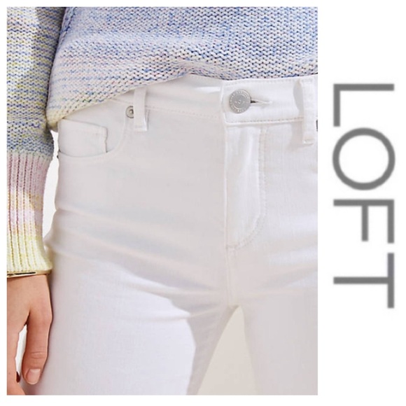 NWT White “Slim Pocket” Button Cuff Skinny Jeans  { Loft } - Picture 4 of 14